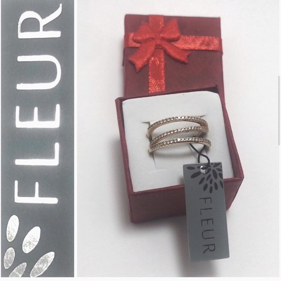 Fleur Gold Plated Cubic Zirconia Ring - Picture 4 of 10